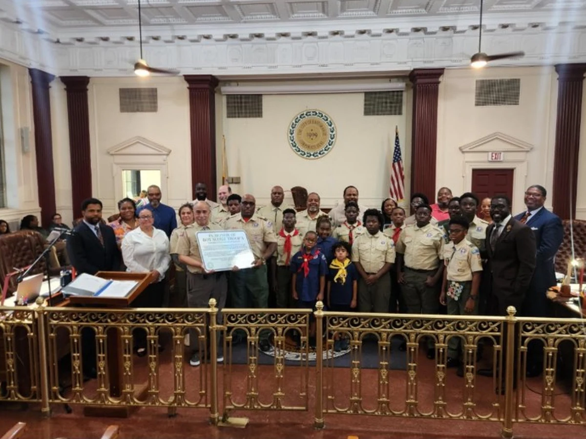 Troop 8 and community leaders gathered for recognition